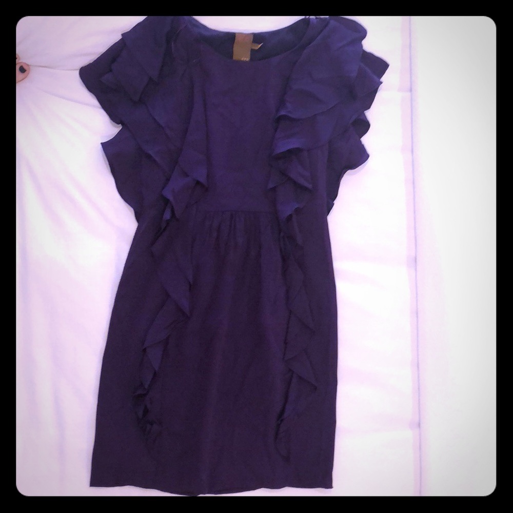 Ali Ro pretty purple dress with flutter sleeves